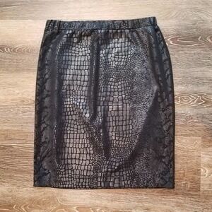 Ellen Tracy Snake Skin Print Black Skirt XS